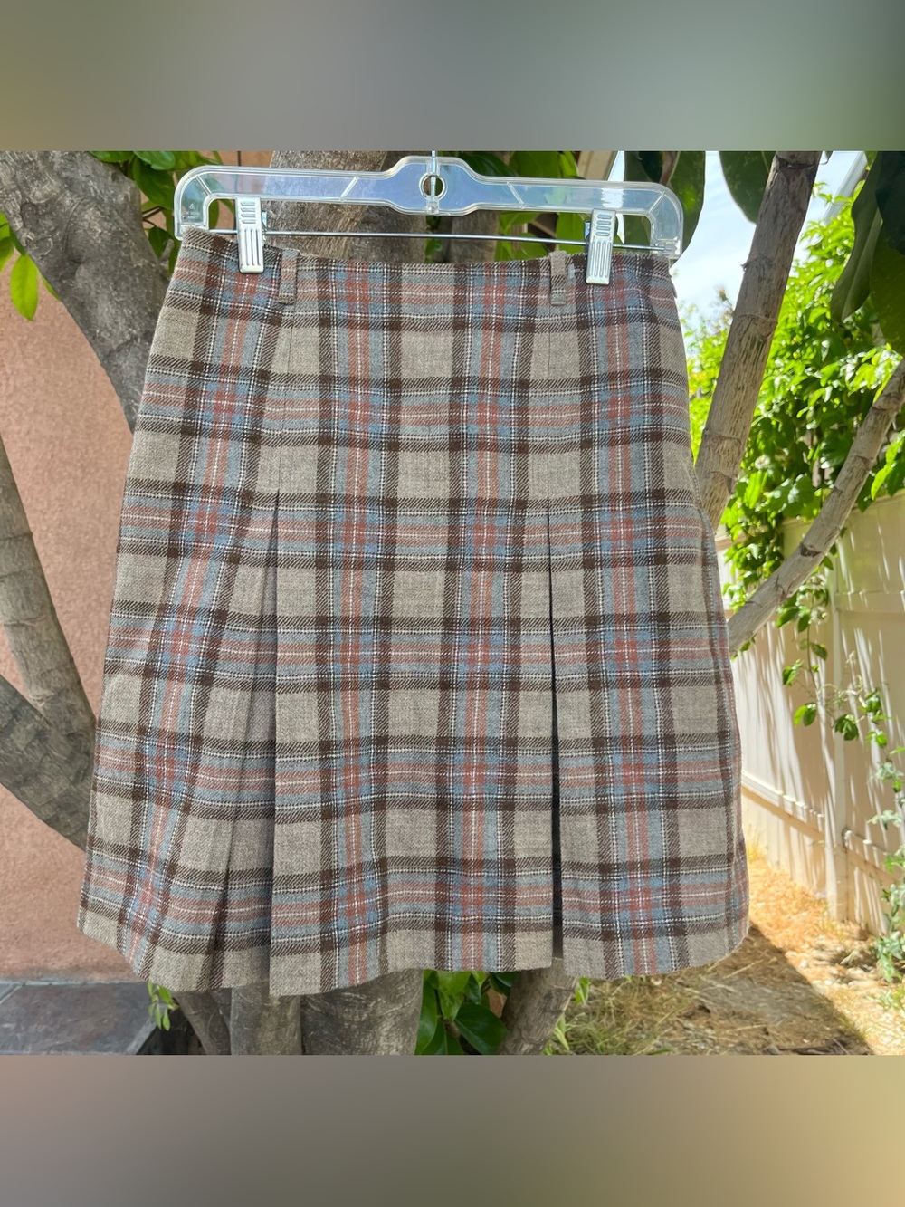 Japanese Brand East Boy Plaid Mini Skirt in Beige .
